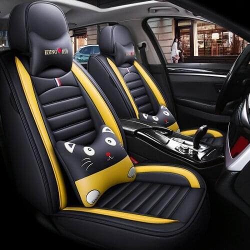 Cartoon Leather Car Seat Cover for LAND ROVER Discovery 2 3 4 5 Discovery Sport Range Rover Sport Auto Accessories
