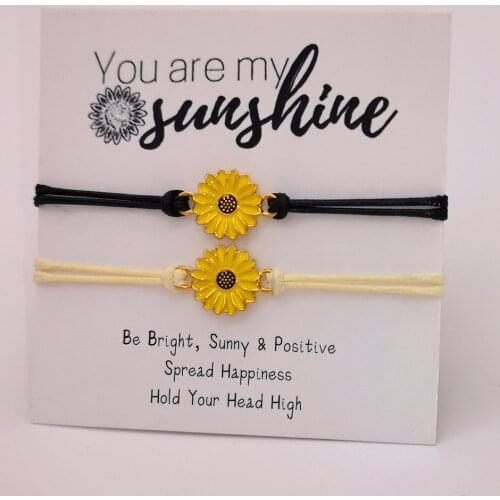 A Set- Sunflower Daisy Sun Flower Sunshine Bracelets Couple Best Friends Mother Daughters Women Girl Jewelry Gift Drop Shipping