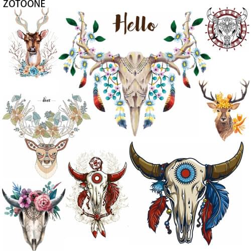 ZOTOONE Flowers Sheep Head Patches for Clothing Applications Vintage Iron on Transfer Patch Applique Sticker on Clothes Badges E