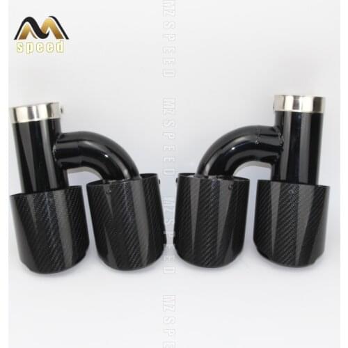 Stainless steel 304 black and bright face without marked carbon fiber h-type double outlet straight edge exhaust pipe tailpipe