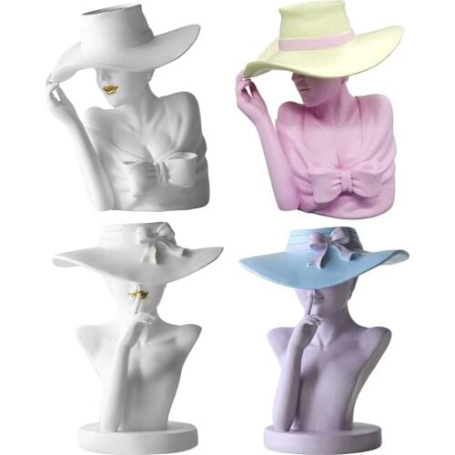 Nordic Lady Statue Sculpture Decorative Vase,Durable Resin Flower Vase Art