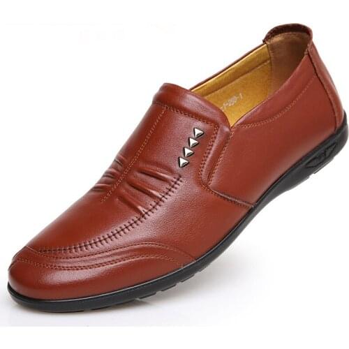 9607 New Fashion Mens Shoes Leather Overshoe Cowhide Leather Shoes Men Comfortable Low-top British Casual Single Shoes