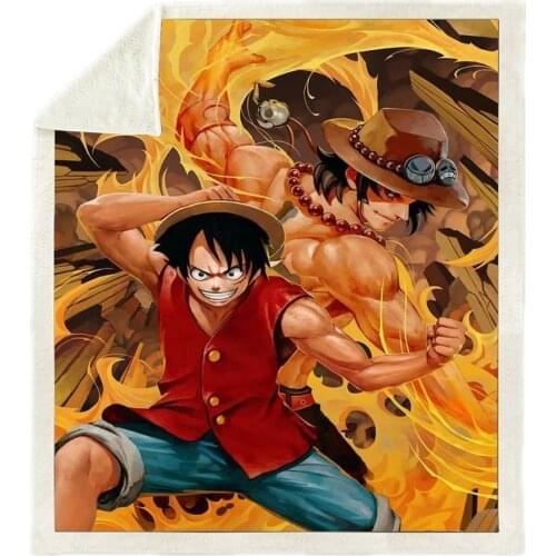 One Piece 3D Print Sherpa Blanket Sofa Couch Hiking Picnic Back To School Quilt Cover Bedding Throw Fleece Blanket