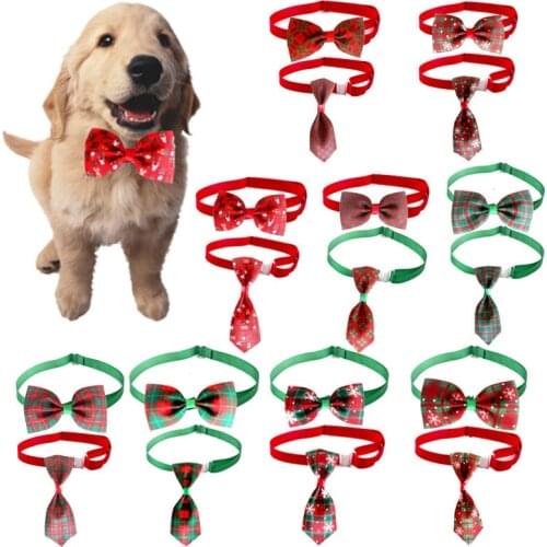 Christmas Plaid Pet Tie Bow Pet Neck Strap Cat Dog Necklace Cat Dog Collar Pet Supplies Accessories