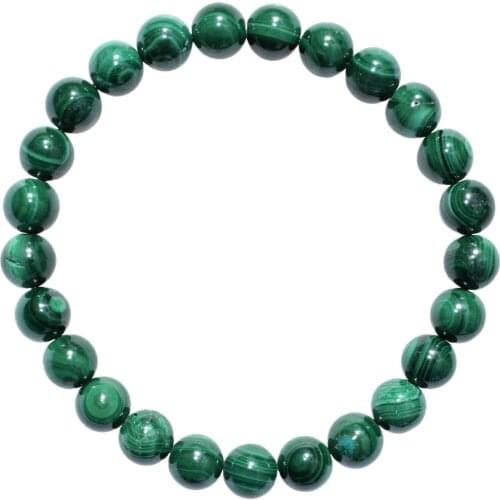Rechargeable natural malachite crystal 8mm bead elastic bracelet
