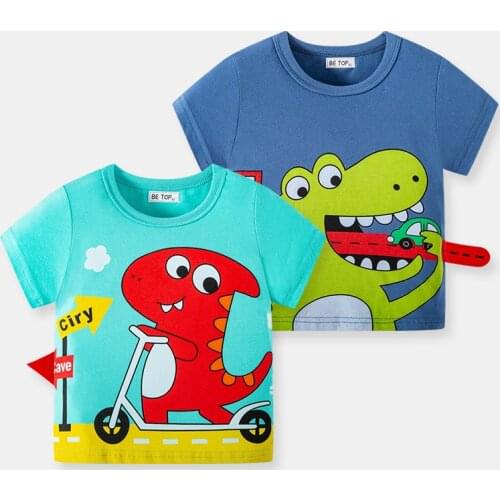 New Dinosaur Childrens Cotton Boy Baby Foreign Style Short-Sleeved T-shirt