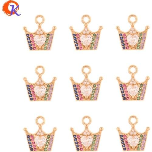 Cordial Design 30Pcs 12*12MM Jewelry Accessories/CZ Charms/Earrings Connectors/Crown Shape/Hand Made/Earring Findings/DIY Making