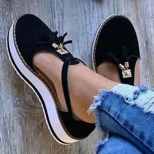 Spring Summer Womens Tassel Round Toe Flat Shoes New Ladies Platform Casual Shoes Dress Party Cute Female Vulcanized Shoes