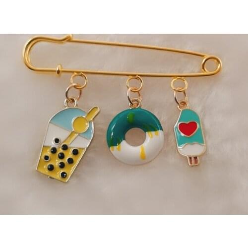 Creative Personality Ice Cream Brooch Small Jewelry Ice Cream Donut Pendant Fruit Brooch