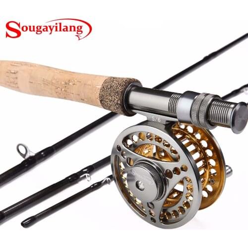 Sougayilang Fly Fishing Rod and 5/6 Fly Reel Sets 2.7m Carbon Freshwater Fly Rod Full Metal Fishing Reel Combo Fish Tackle Pesca