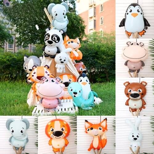 Cartoon Balloon Animal Aluminum Foil Balloon Lion Elephant Panda Crocodile Fox Penguin Party Decoration Balloon
