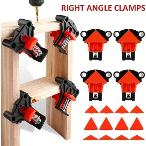 4Pcs 90Degree Right Angle Clip Clamps Woodworking Hand Tool Angle Clamp Pipe Clamp Picture Frame Fixing Clip Corner Holders Tool