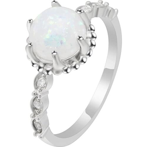 Love Fire Opal Promise Ring Jewelry Silver Color Simple Zircon Stone Charms Wedding Ring For Women Bridal Bijoux Marriage Ring