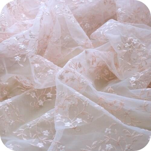 0.5Meters/lot 130cm White Organza Fabric Full Cloth Embroidered Fabrics Accessories X278