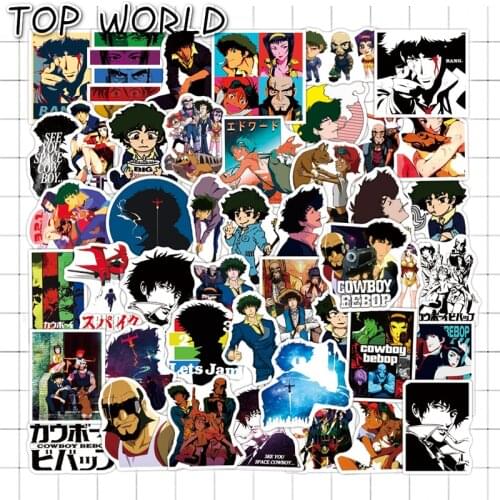 10/50Pcs/set Cowboy Bebop Cartoon Anime Graffiti Stickers For Kid Suitcase Helmet Skateboard Decals Phone Case Laptop Luggage