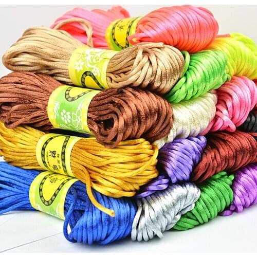 2MM Mix Color Nylon Black Satin Chinese Knotting Silky Macrame Cord Braided Macrame Silk Satin Cord Rope DIY String Thread