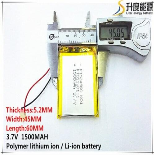 2pcs [SD] 3.7V,1500mAH,[524560] Polymer lithium ion / Li-ion battery for TOY,POWER BANK,GPS,mp3,mp4,cell phone,speaker