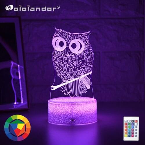 2020 Newest night light 3D LED night light creative dining table bedside lamp romantic Owl lamp children home decoration gift