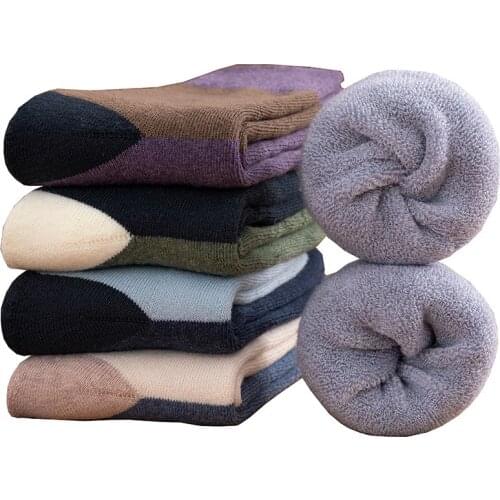5Pairs/Lot Thicken Mens Cotton Socks Keep Warm Floor Fluffy Socks Thermal Winter Thick Socks For Man High Quality