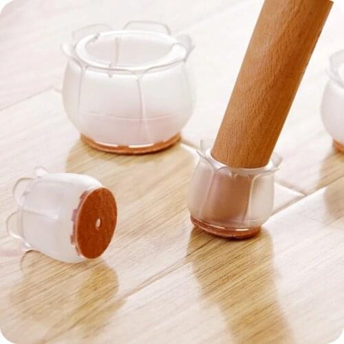 8 Pcs Transparent Rubber Chair Foot Cover Quiet Wear-resistant Chair Corner Cover Thickened Protective Floor Pad Chair Foot Pad