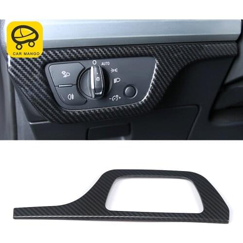 CARMANGO Car Accessories Headlight Switch Panel Cover Trim Frame Sticker Stainless Interior Decoration for Audi Q5 FY 2017-2020