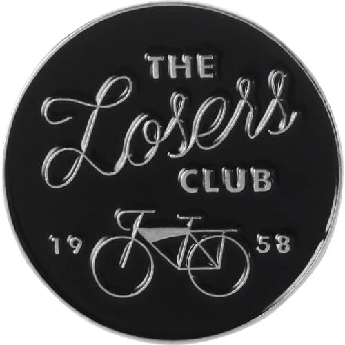 We All Float Down Here Loser Club Stephen King Pennywise Black Round Enamel Badge Lapel Pin Brooches For Backpack Accessories