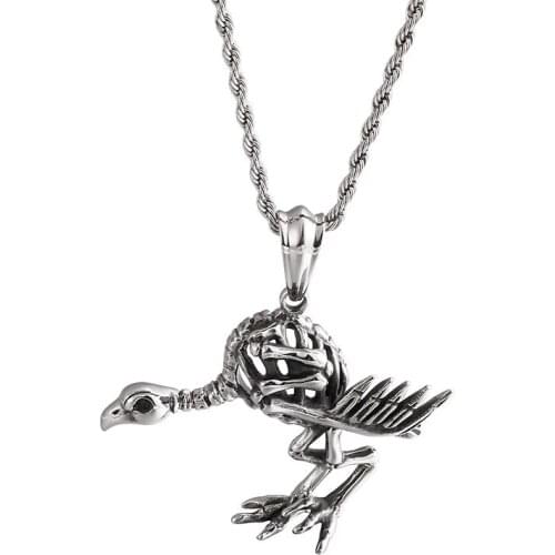 European and American non-mainstream punk retro hollow pendant death crow ostrich pendant