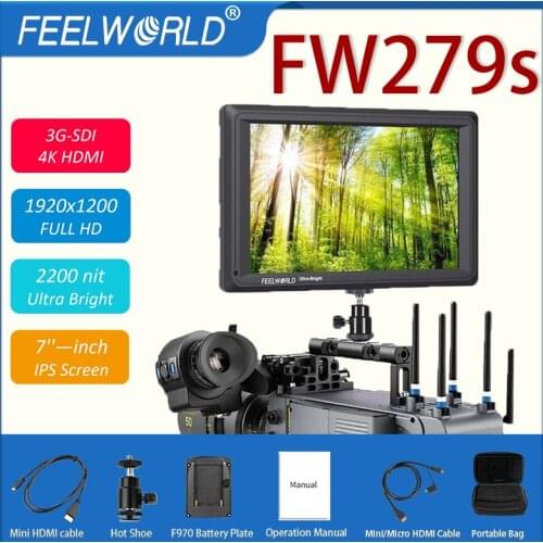 FEELWORLD FW279S 7 Inch Portable Monitor 2200nit Daylight Viewable Camera Field Monitor HDMI 3G-SDI