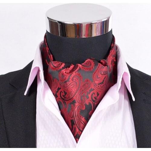 Paisley Satin Cravat Hot Sale Luxury Men Red Silk Cravat Big Size All-Match Male Ties Cravat For Autumn Winter Red,Blue,Gold