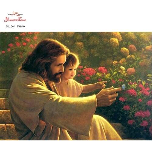 GOLDEN PANNO Diamond Painting Full Square 5D Diy Daimond Embroidery Diamant Mosaic Sale rhinestones pictures Jesus and Baby 03