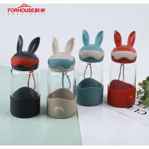 Creative Water Bottle Lovely Animal Rabbit Ear Glass Water Bottle Student Children Portable Kettle Milk Drinkware For Kids
