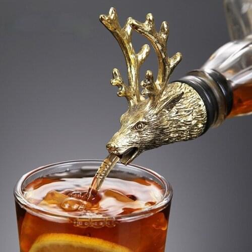 Creative Zinc Alloy Holy Deer Head Wine Mouth Red Wine Whiskey Vodka Pouring Tool Gift Box Packaging Holiday Gift