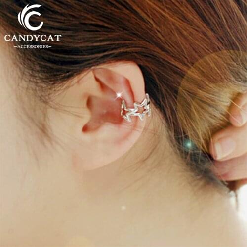 Trendy Gold Star Clip Earrings For Women Simple Exquisite Hollow Star No Pierced Ear Cuff Earring Fashion Jewelry Gift Wholesale