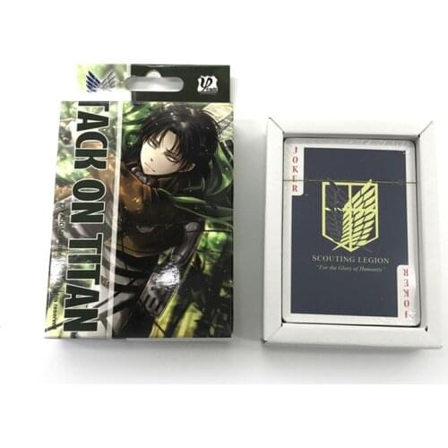 Anime Attack On Titan Poker Shingeki no Kyojin Playing Board Game Card Toy Eren Levi Ackerman Mikasa Character Deck 54 Cards