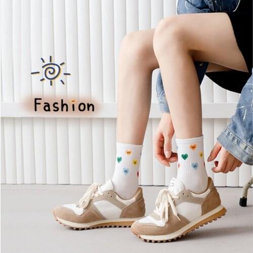 The Latest Socks Female Tube Ins Wind Korean Street Fashion Socks Smiling Face Love Sports Socks Autumn And Winter New Japaneses