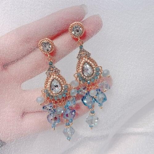 New Fashion Clear Crystal Love Heart Long Pendientes Mujer Water Drop Simulated Pearl Dangle Earrings Gifts