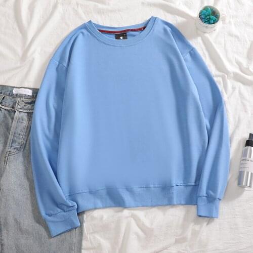 2020 100% Cotton Solid Color Women Sweatshirts Hoodies Plus Size Casual Pullover Jumpers Top Long Sleeve O-Neck Fleece Tops 4XL
