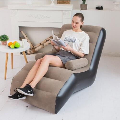 Genuine New S-type Portable Inflatable Flocking Lazy Sofa Adult Home Leisure Inflatable Comfortable Park Sofa Reclining Chair