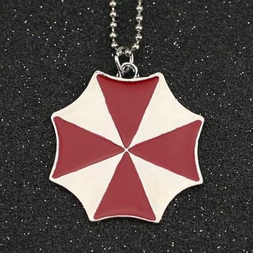 Biohazard Necklace Alice Umbrella Corporation Red Enamel Silver Color Pendant Logo Fashion New Movie Game Jewelry Men Wholesale