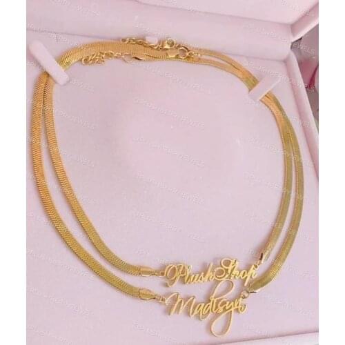 Custom Snake chain Necklace Name Necklace Personality Nameplate Necklace Jewelry Gift for Women Mom Girl