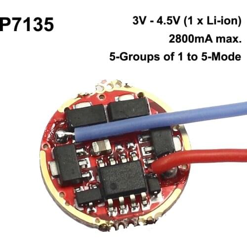 P7135 17mm 1-Cell 2800mA 5-Groups of 1 to 5-Mode Flashlight Driver Board (1 pc)