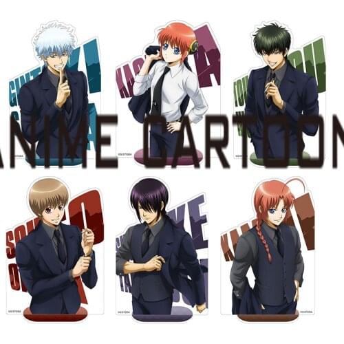 GINTAMA Stand Figure Display Model Plate Anime Acrylic Fashion Desktop Toy Sakata Gintoki Kagura Shimura Shinpachi Okita Sougo