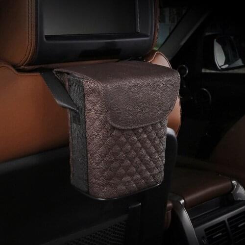 Car Backseat Hanging Trash Pockets Leather Organizers Multi-Functional Portable Rubbish Waste Storage Box