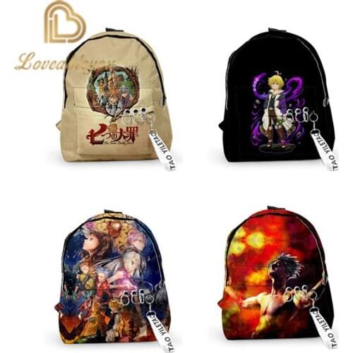 3d Print Nanatsu No Taizai Backpacks Men Women School Bags Travel Bags Teenage 3D Notebook Backpack Unisex Shoulder Bag
