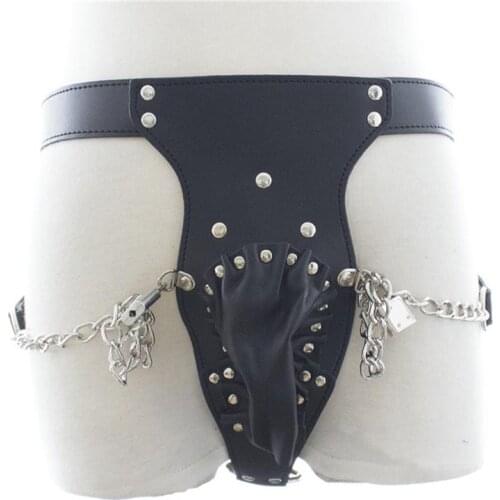 Sex Toys PU Leather Bondage Pants Flirting Mens Toys Chastity Pants Couples Bundle Trousers