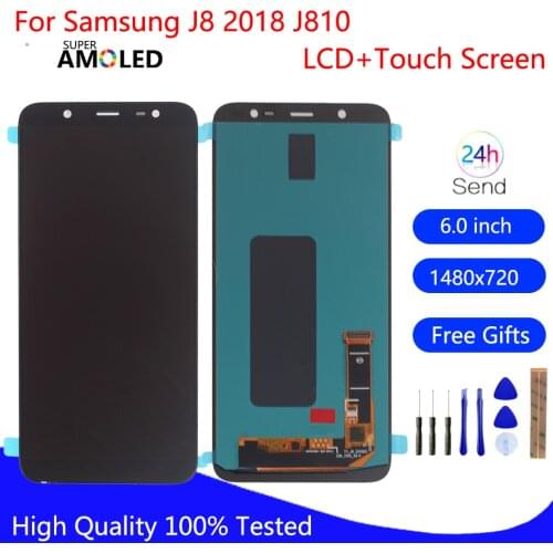 AMOLED For Samsung Galaxy J8 2018 LCD Display J810 LCD For Samsung J8 2018 J810 LCD Screen Touch Digitizer Assembly Display