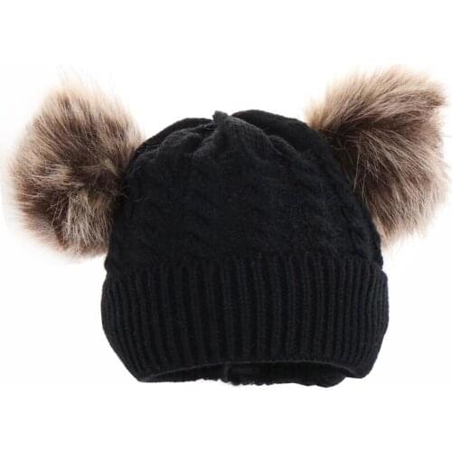 Winter Children Knit Hat 2020 Newborn Baby Kids Oversize Matching Woolen Baby Boys Warm Hat Toddler Girls Knit Cup 0 to 3 Years
