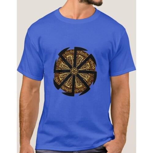Strength, Dignity, Sun and Fire. Slavic Sun Wheel Kolovrat Symbol T-Shirt. Summer Cotton Short Sleeve O-Neck Mens T Shirt New