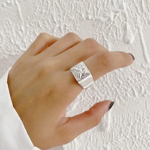 Todorova Geometric Wide Rings For Women New Trend Vintage Elegant Unique Design Irregular Lava Pattern Party Jewelry