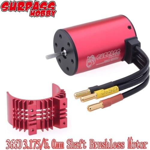 SURPASS HOBBY 3660 3.175mm/5.0mm 1750KV 2200KV 2600KV 3100KV 3300KV 3500KV 4200KV Waterproof Brushless Motor for 1:10 RC Car